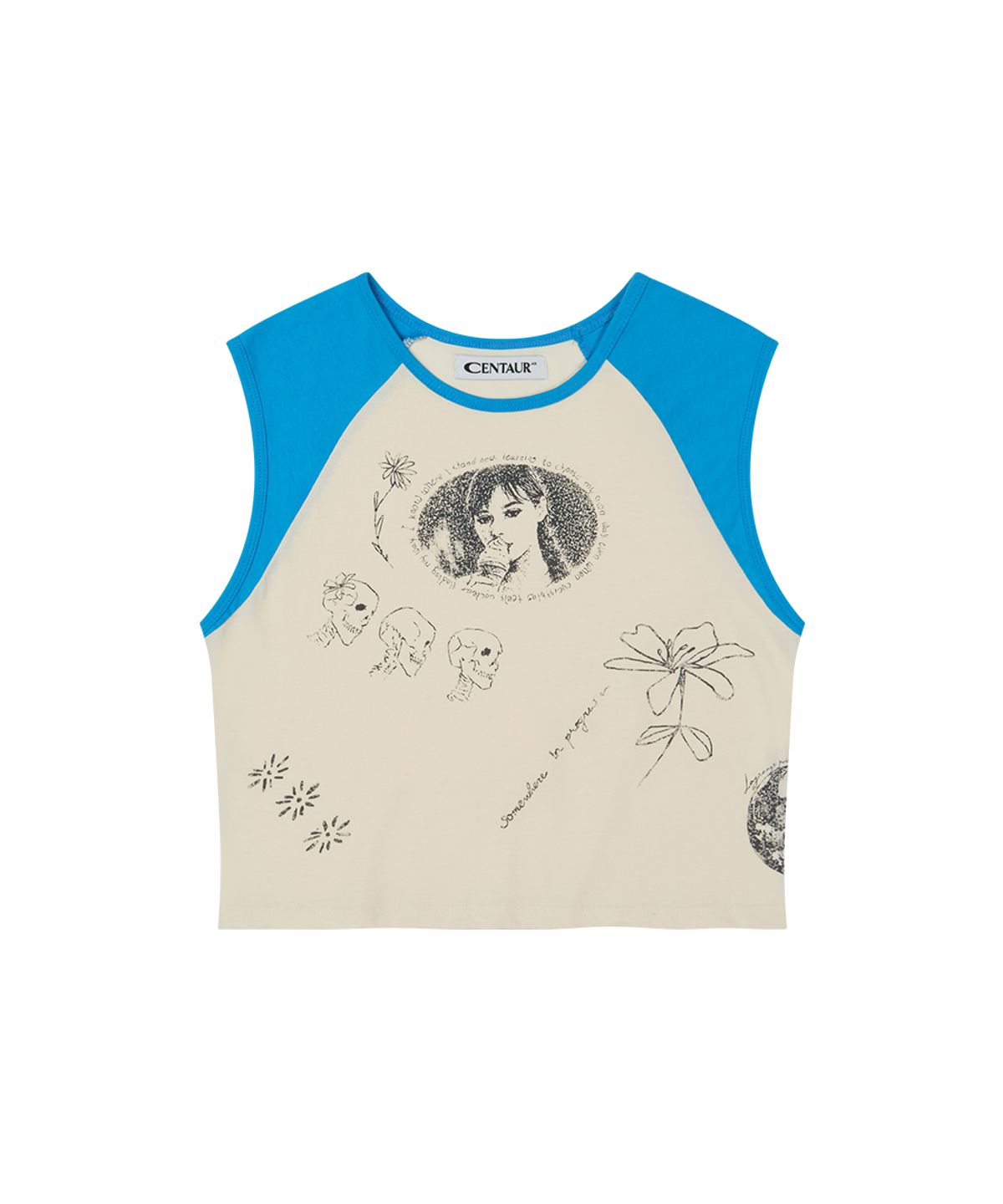 센토르(CENTAUR.KR) DOODLE RAGLAN SLEEVELESS TOP_CREAM