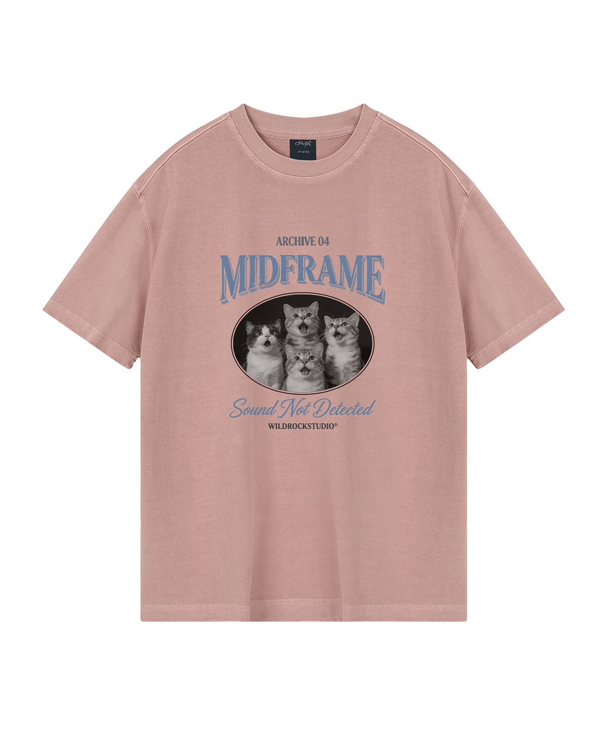 와일드락(WILDROCK) Midframe Cat 피그먼트 오버핏 반팔 티셔츠 (크롭 포함)