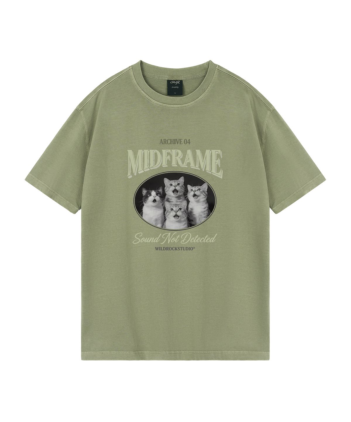 와일드락(WILDROCK) Midframe Cat 피그먼트 오버핏 반팔 티셔츠 (크롭 포함)