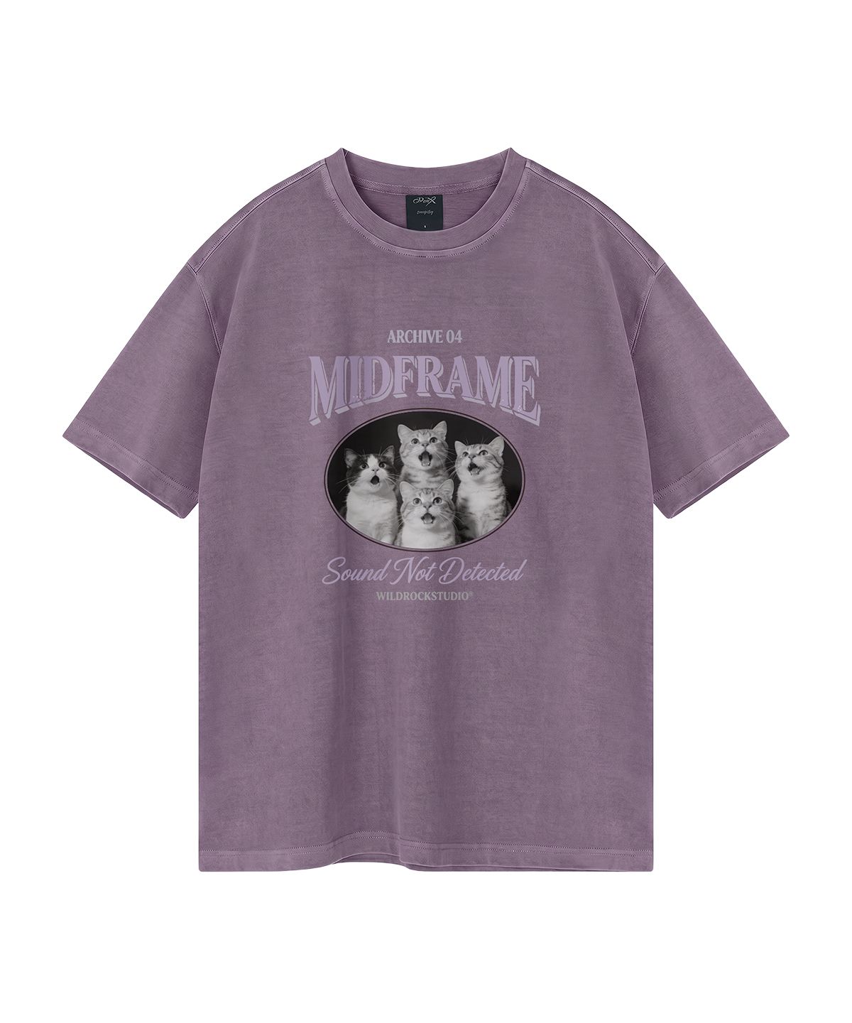 와일드락(WILDROCK) Midframe Cat 피그먼트 오버핏 반팔 티셔츠 (크롭 포함)