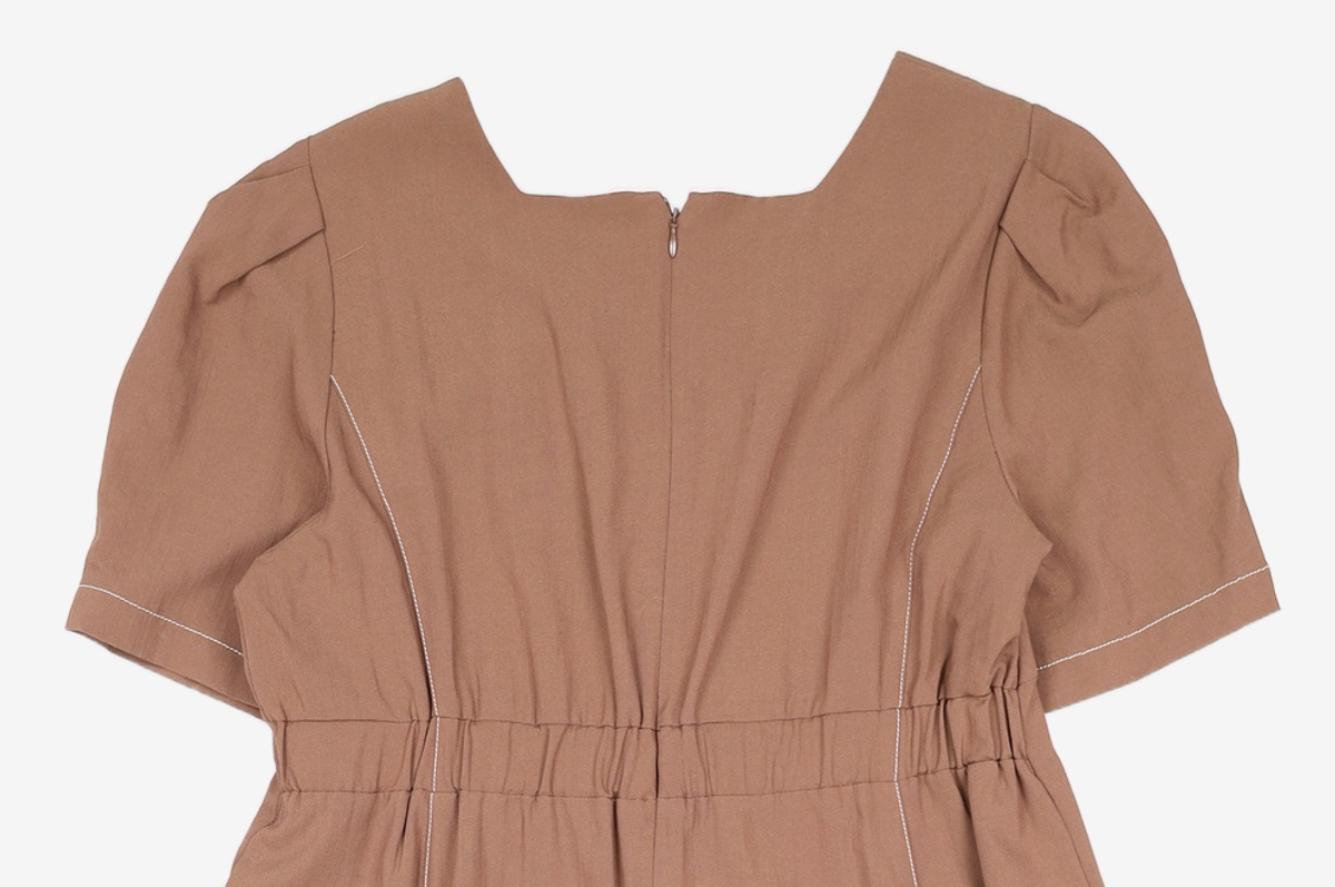 미쏘(MIXXO) 스퀘어넥 스티치 롱 원피스 MIWOWB621B L