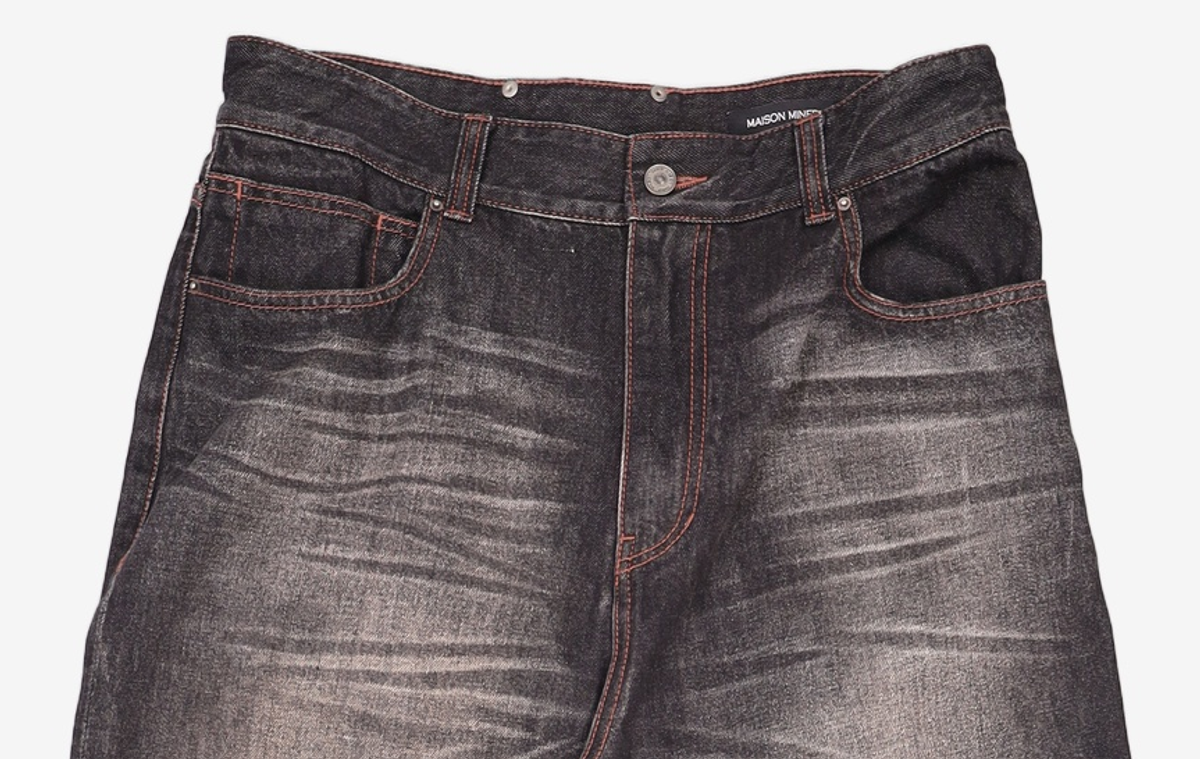 메종미네드(MAISON MINED) CRACK BRUSH WIDE DENIM PANTS BROWN 48