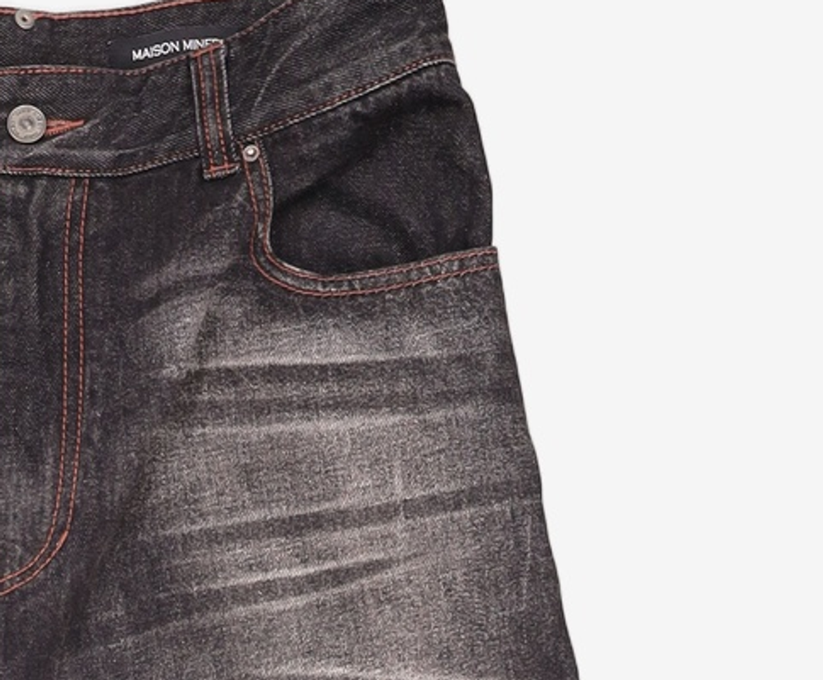 메종미네드(MAISON MINED) CRACK BRUSH WIDE DENIM PANTS BROWN 48