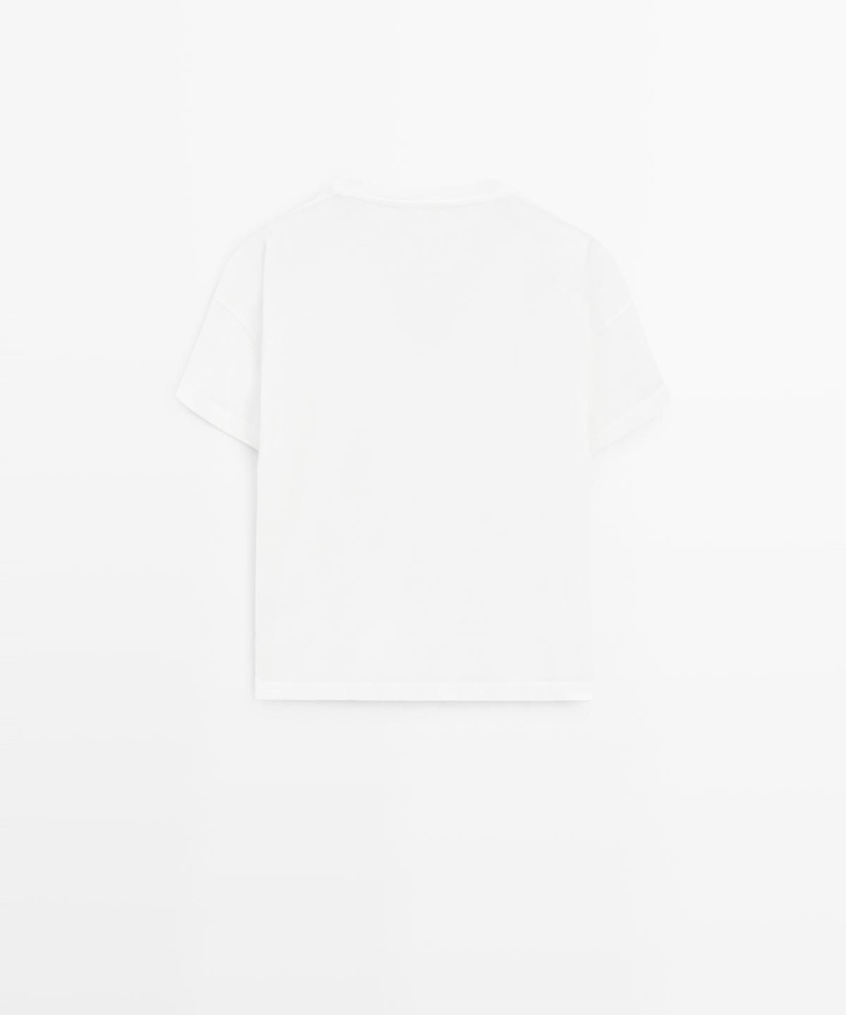 마시모두띠(MASSIMO DUTTI) 크롭핏 플루이드 브이넥 티셔츠