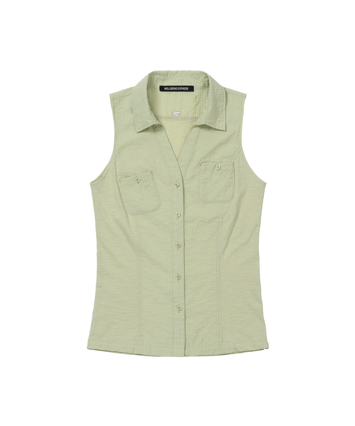 웰빙익스프레스(WELLBEING EXPRESS) Stripe Sleeveless Shirts Leaf Green