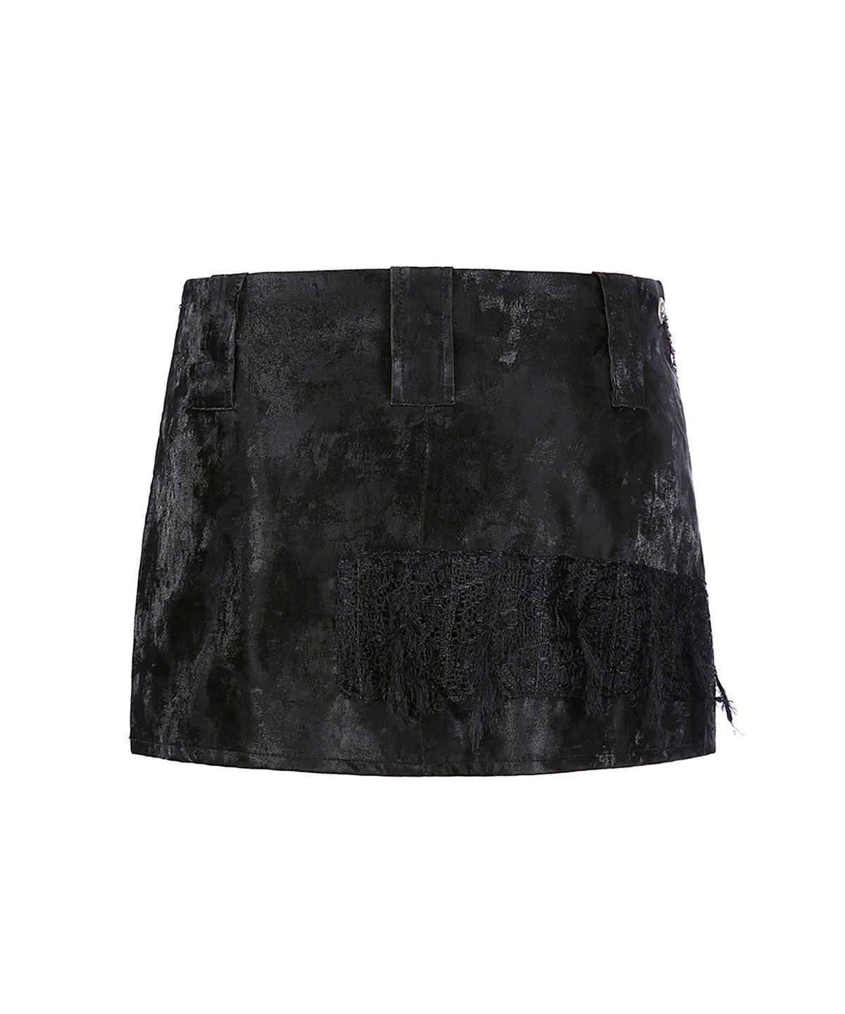쇠아(SØAR) Lace Leather Chain Short Skirt