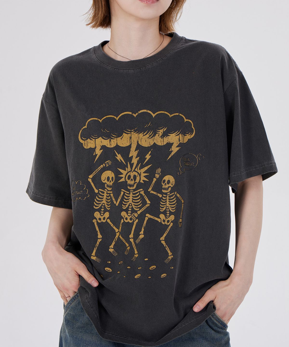 디스펑트(DYSFUNCT) SHOCK THERAPY PIGMENT T-SHIRT(CHARCOAL)