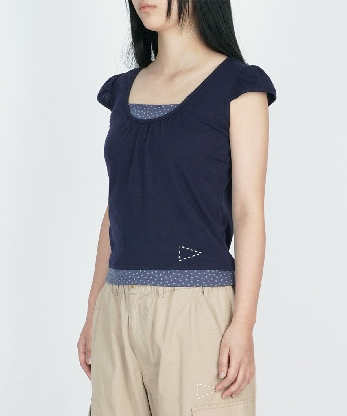 써넥트(SUNNECT) Layered Shirring Top - Navy
