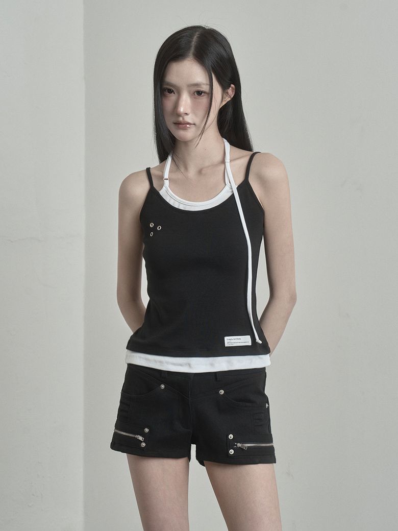 MUSINSA | Inegi Buckle Strap Layered Sleeveless (black)