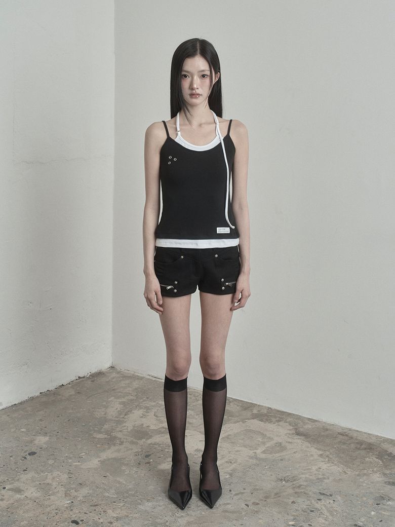 MUSINSA | Inegi Buckle Strap Layered Sleeveless (black)