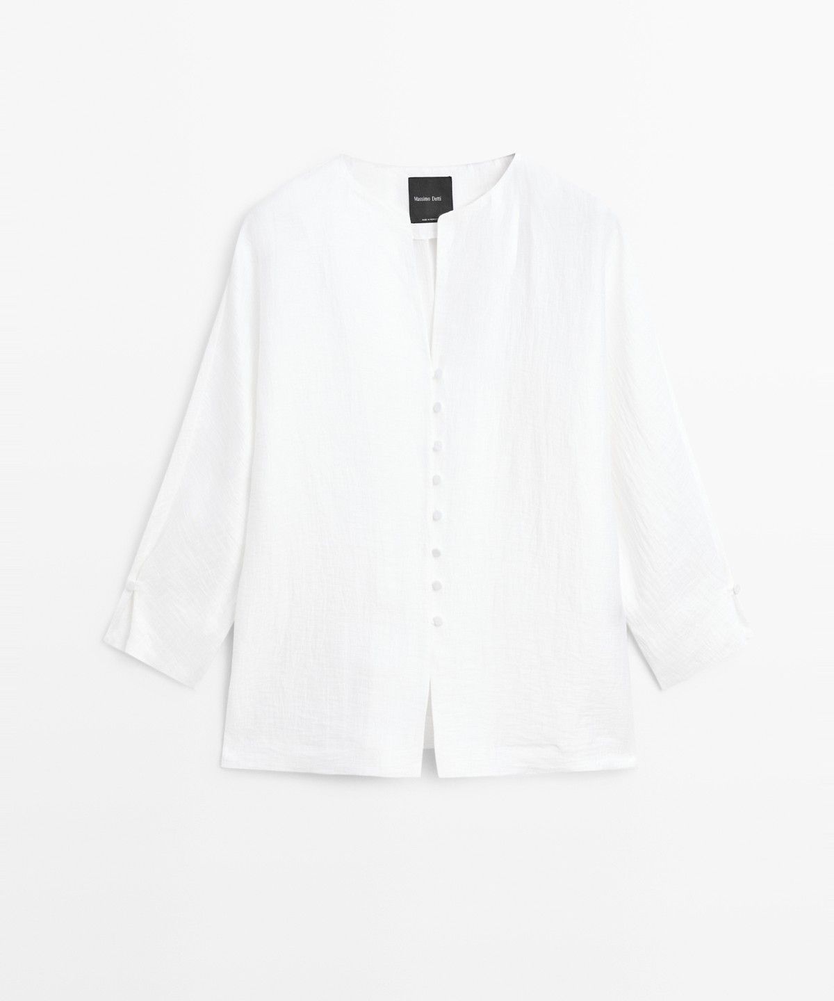 마시모두띠(MASSIMO DUTTI) 버튼 디테일 린넨 블렌드 오버셔츠