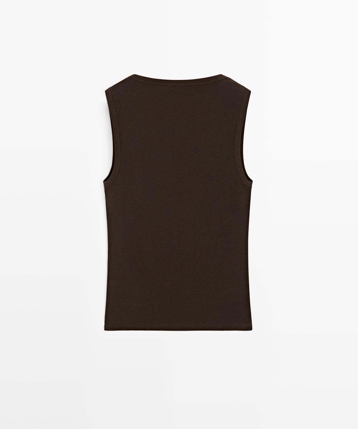 마시모두띠(MASSIMO DUTTI) 코튼 브이넥 탑