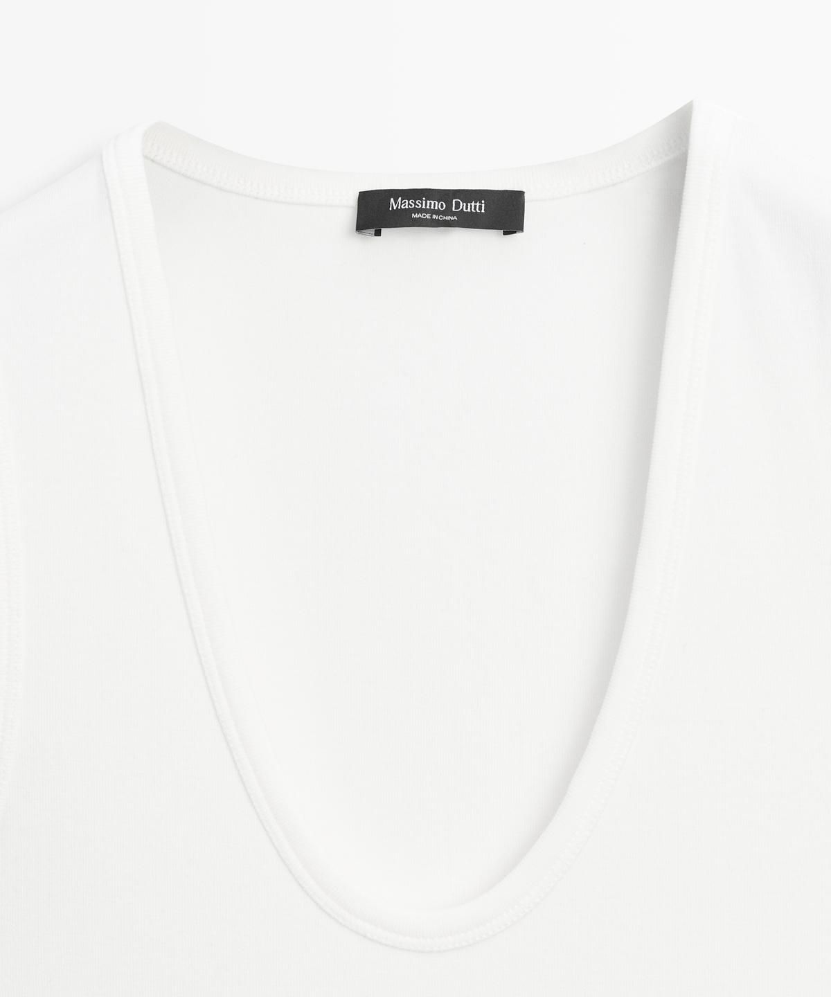 마시모두띠(MASSIMO DUTTI) 코튼 브이넥 탑