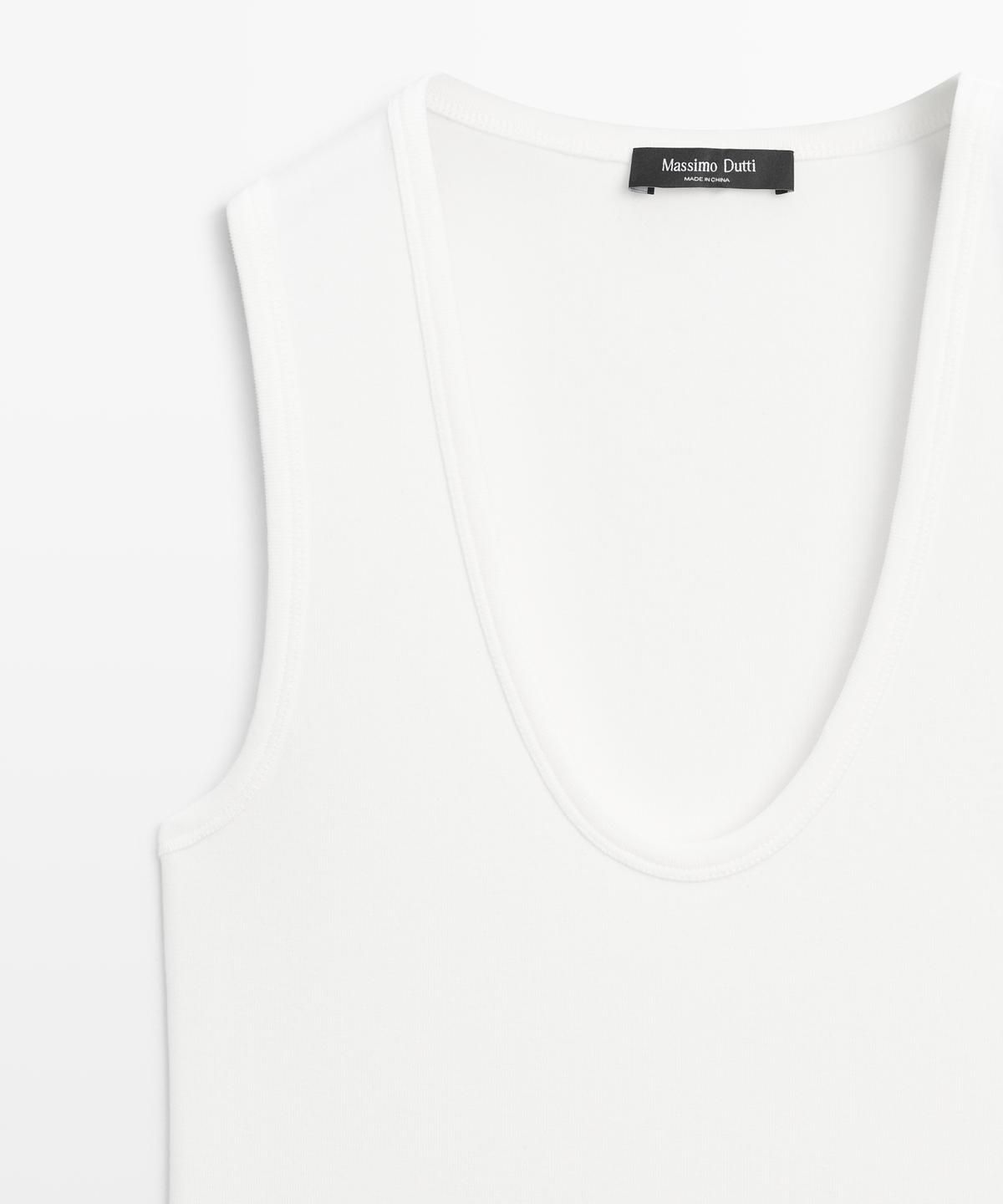 마시모두띠(MASSIMO DUTTI) 코튼 브이넥 탑