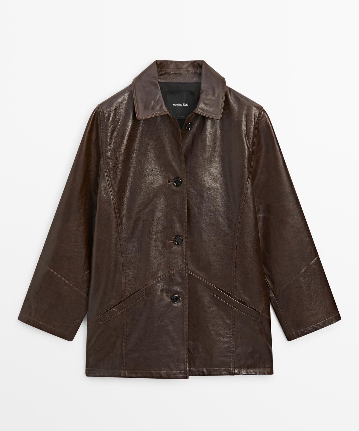 마시모두띠(MASSIMO DUTTI) 포켓 디테일 나파 레더 재킷