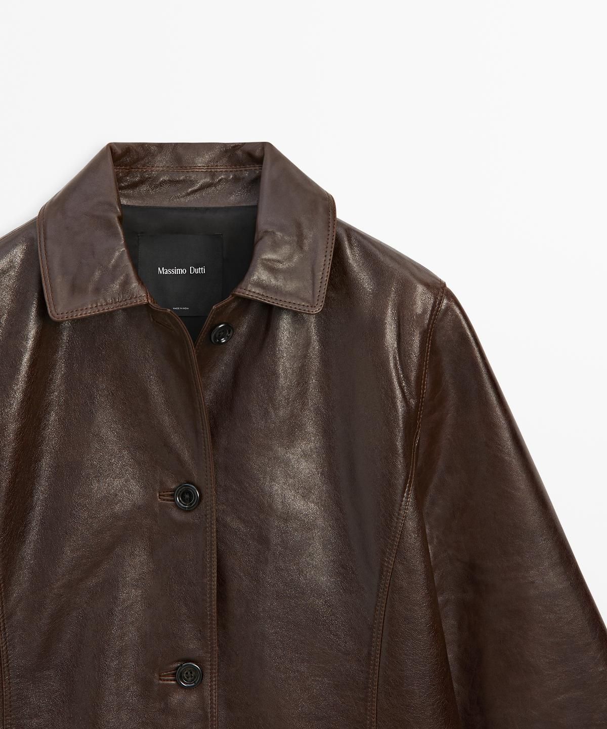 마시모두띠(MASSIMO DUTTI) 포켓 디테일 나파 레더 재킷
