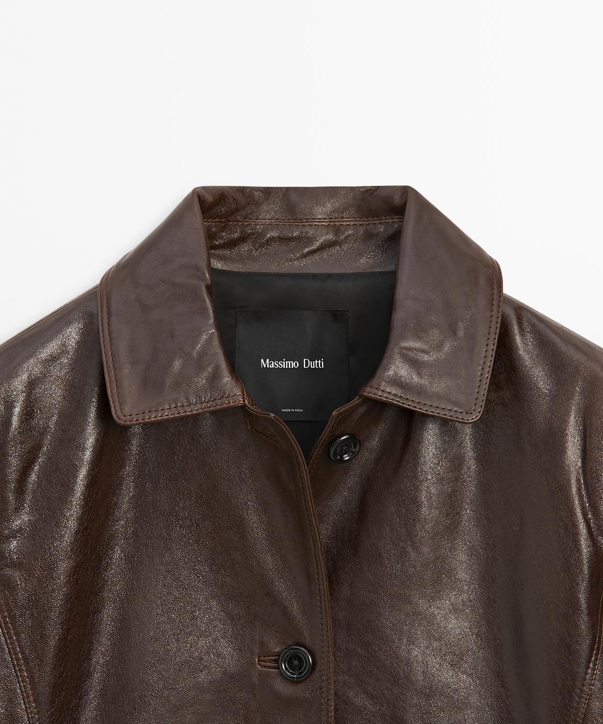 마시모두띠(MASSIMO DUTTI) 포켓 디테일 나파 레더 재킷