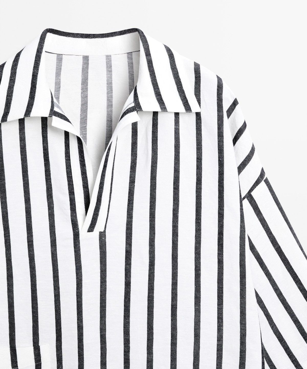 마시모두띠(MASSIMO DUTTI) 오버사이즈 스트라이프 리넨 블렌드 셔츠