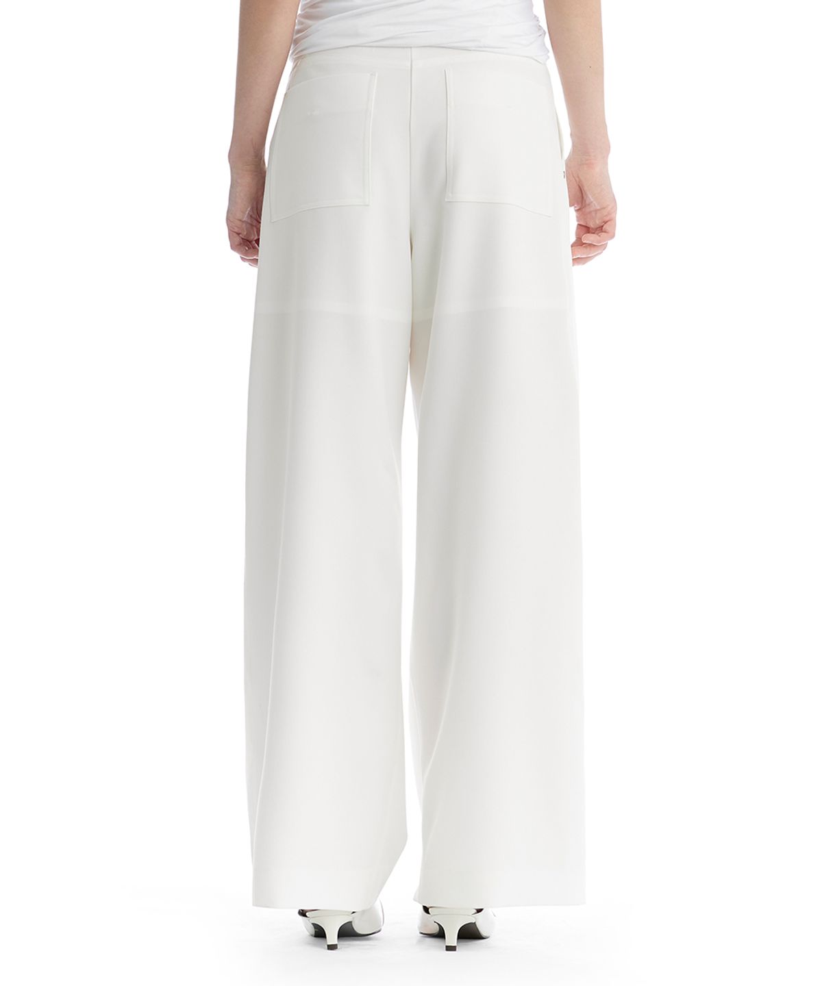 트리밍버드(TREEMINGBIRD) Removable Snap Belt Pleated Pants [ White ]