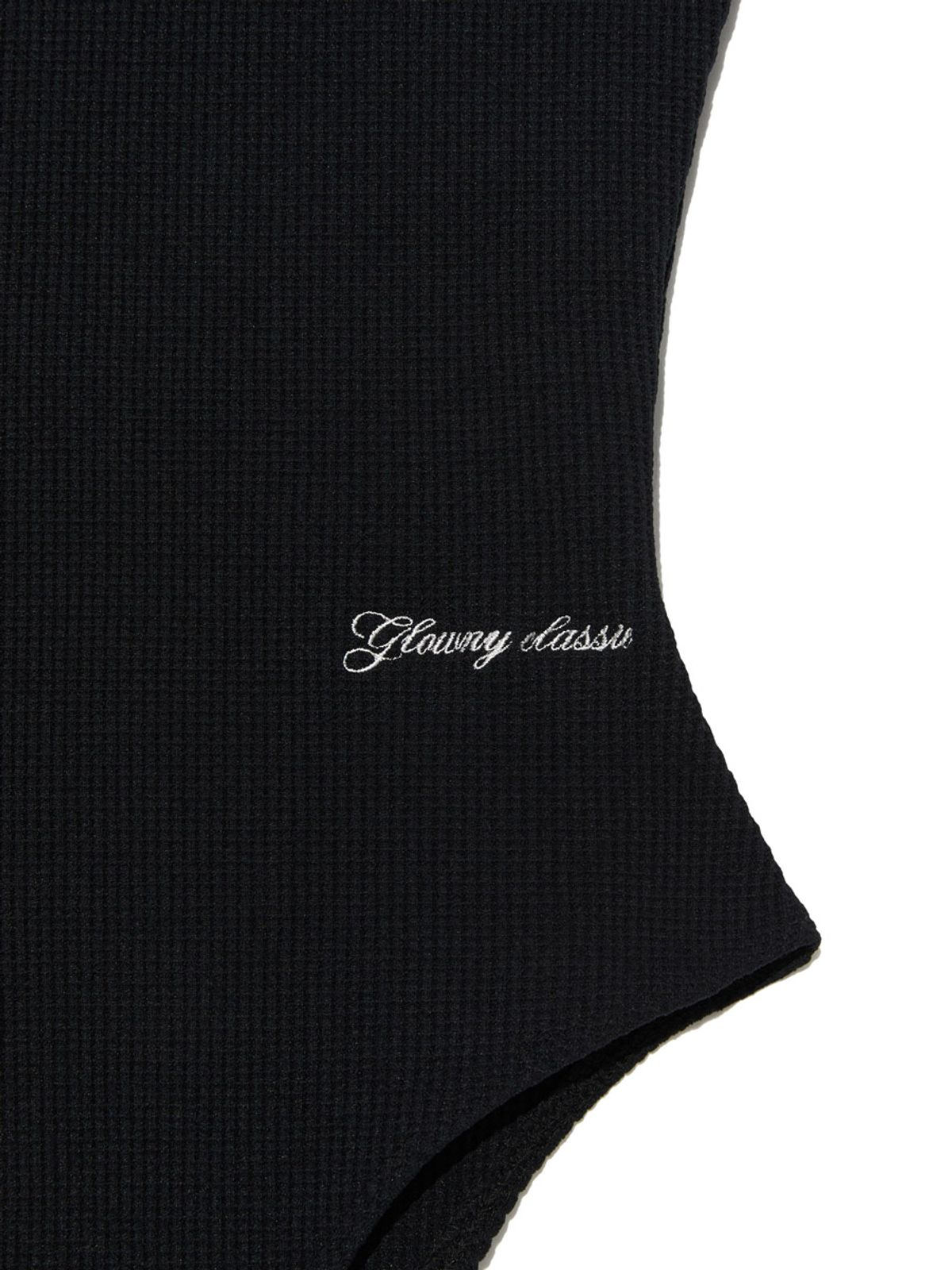 글로니(GLOWNY) G SCOOP NECK WAFFLE BODYSUIT (BLACK)