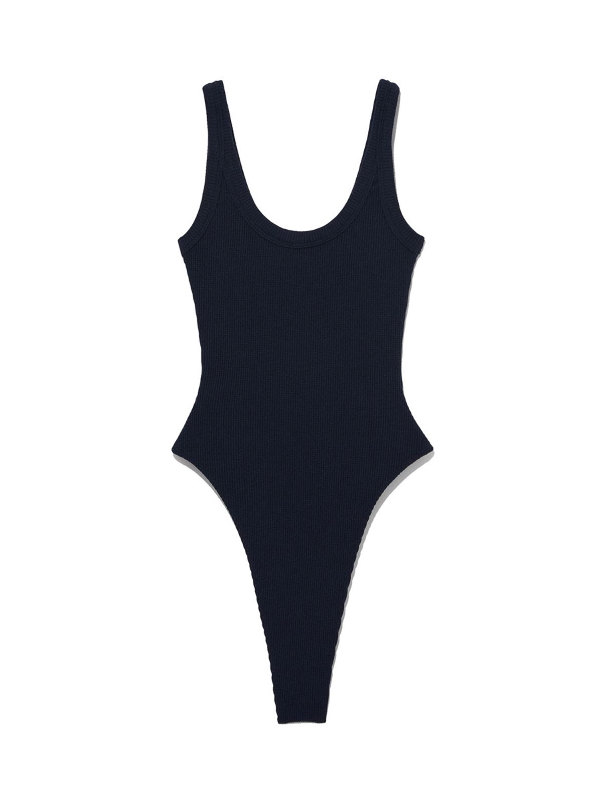 글로니(GLOWNY) G SCOOP NECK WAFFLE BODYSUIT (NAVY)