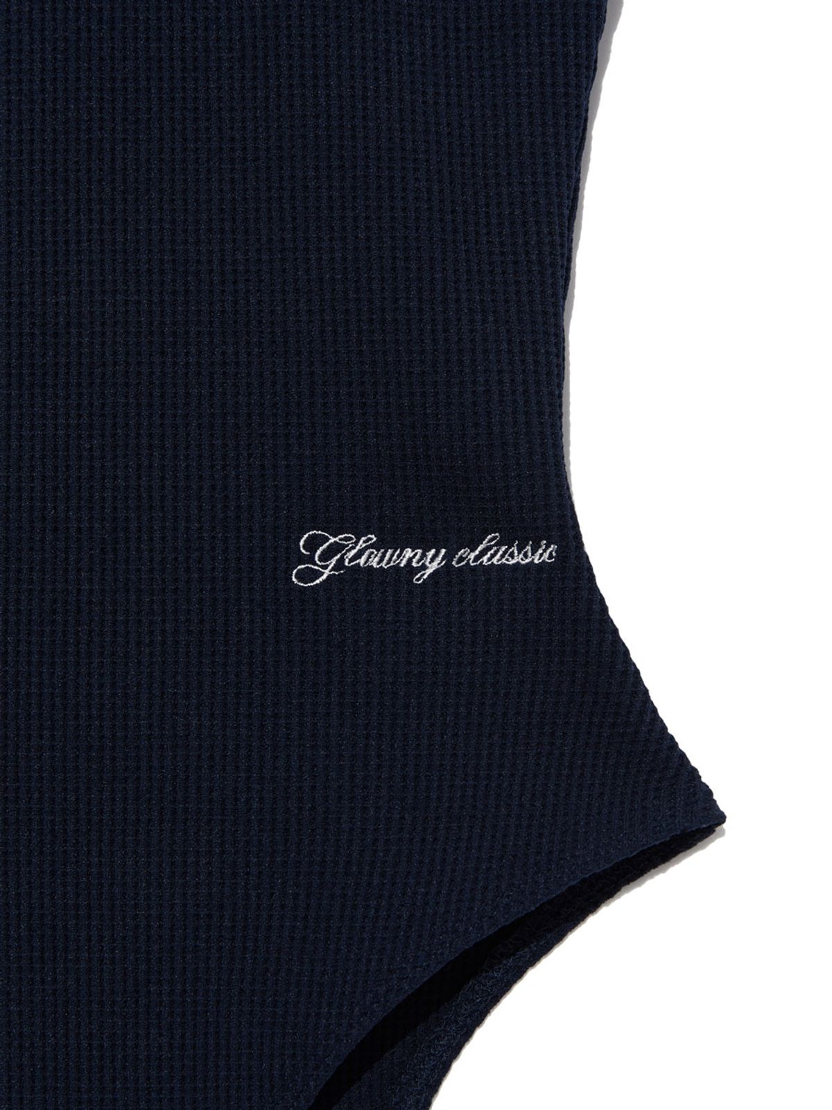 글로니(GLOWNY) G SCOOP NECK WAFFLE BODYSUIT (NAVY)
