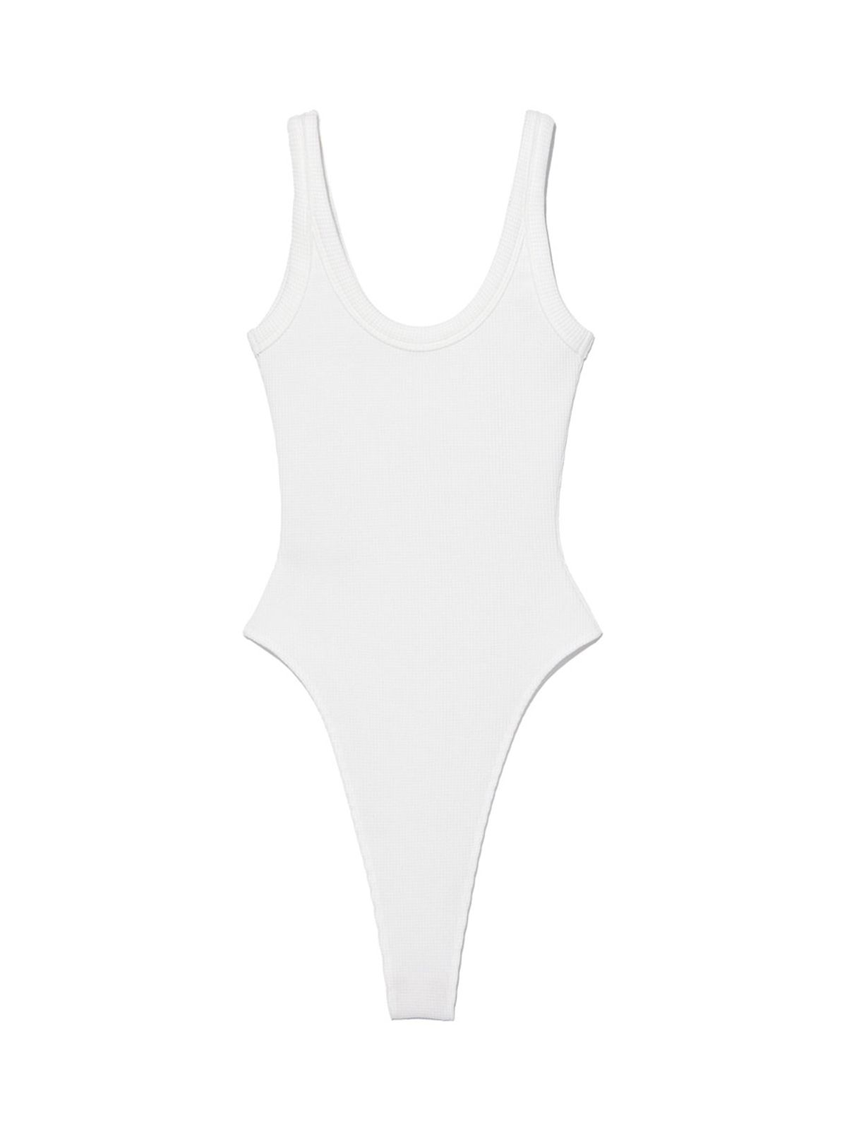 글로니(GLOWNY) G SCOOP NECK WAFFLE BODYSUIT (WHITE)