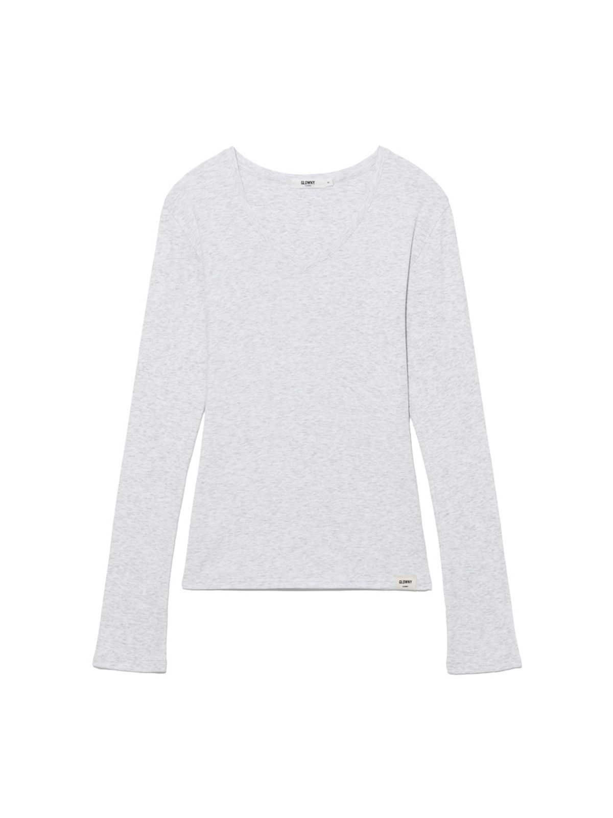 글로니(GLOWNY) G CLASSIC V-NECK RIB LONG SLEEVE (MELANGE GRAY)