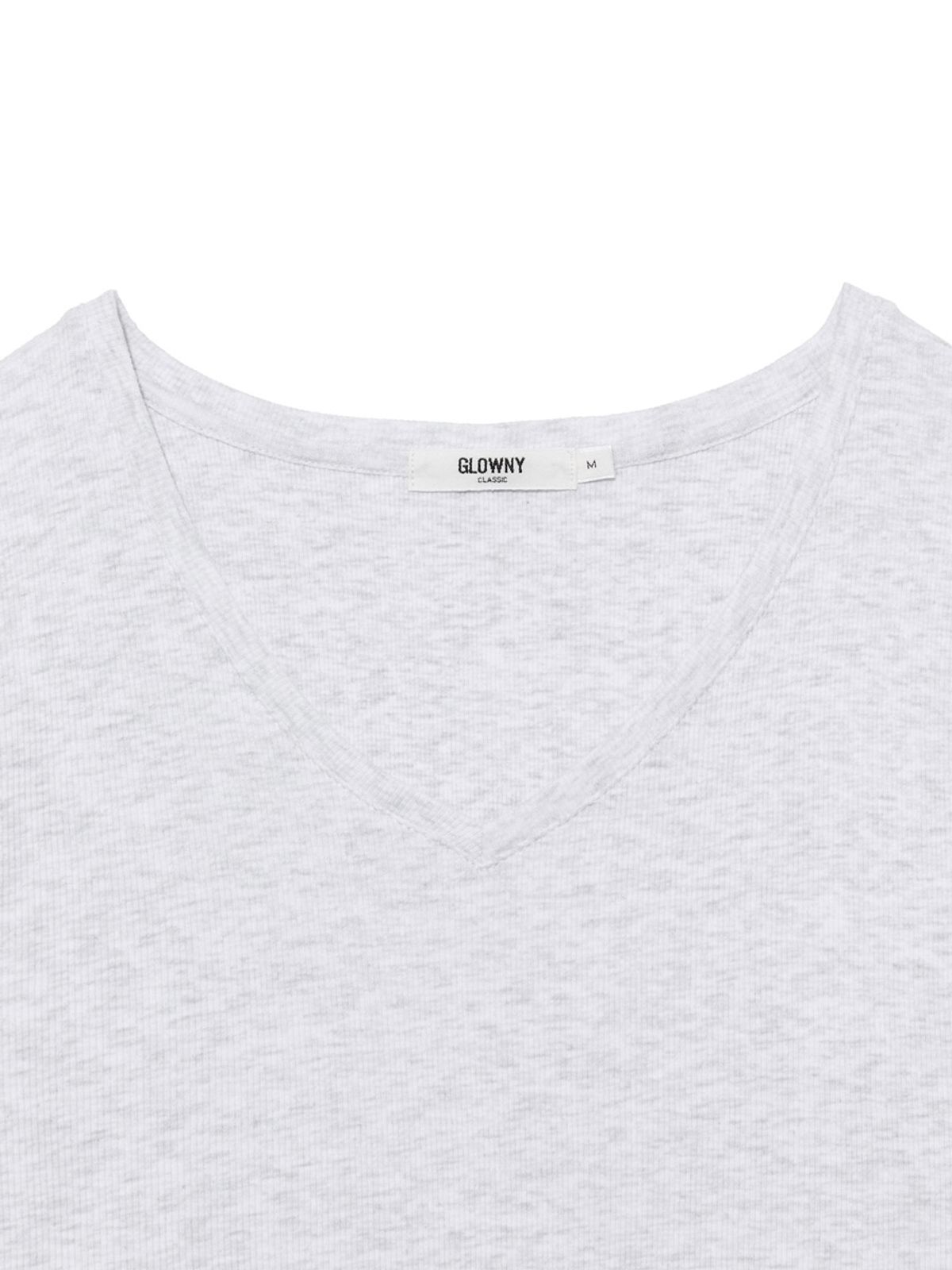 글로니(GLOWNY) G CLASSIC V-NECK RIB LONG SLEEVE (MELANGE GRAY)