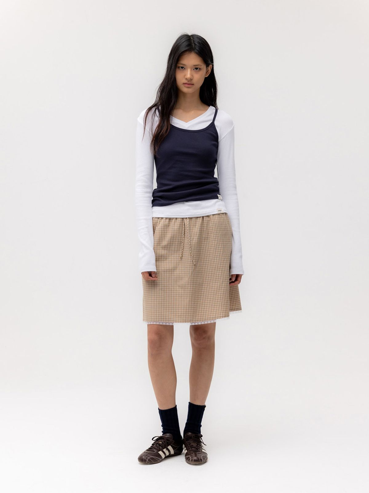 글로니(GLOWNY) G CLASSIC V-NECK RIB LONG SLEEVE (WHITE)