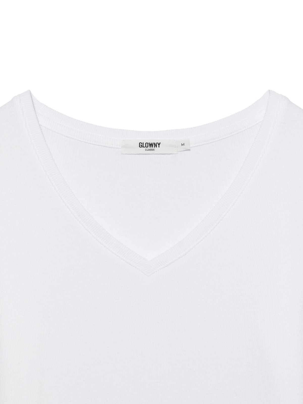 글로니(GLOWNY) G CLASSIC V-NECK RIB LONG SLEEVE (WHITE)