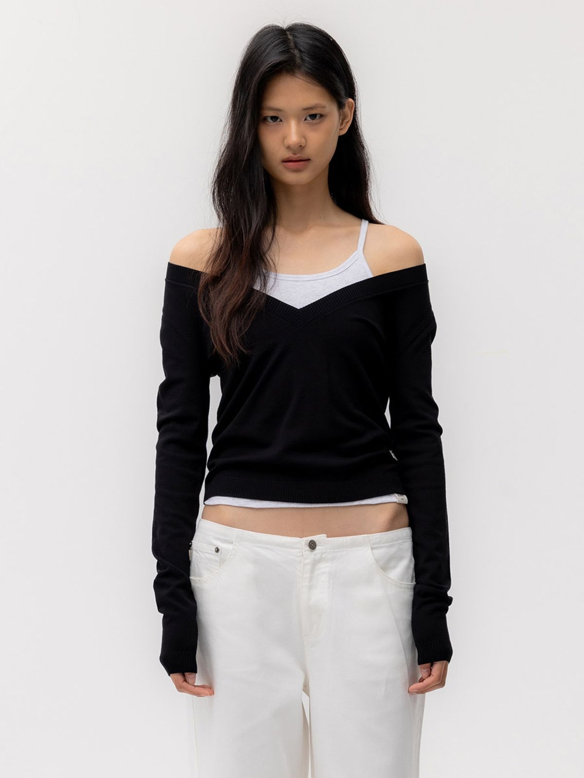 글로니(GLOWNY) G FINE STRAP CAMISOLE (MELANGE GRAY)
