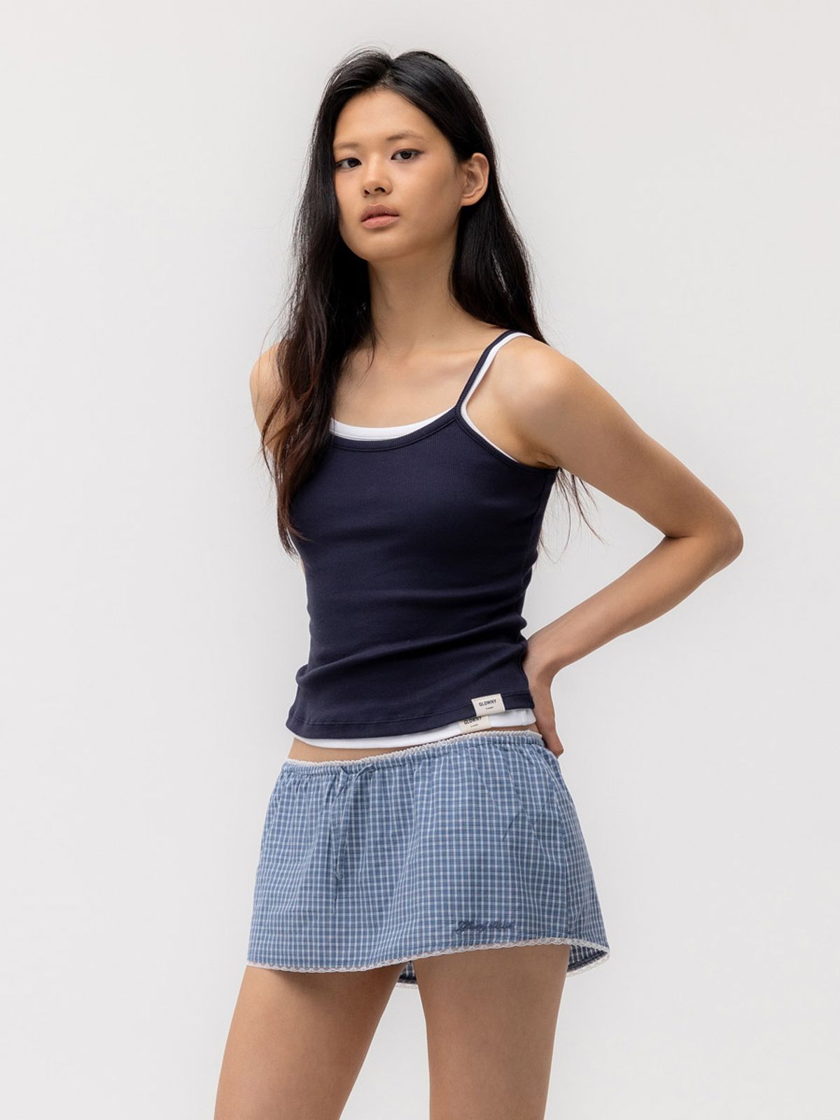 글로니(GLOWNY) G FINE RIB CAMISOLE (NAVY)