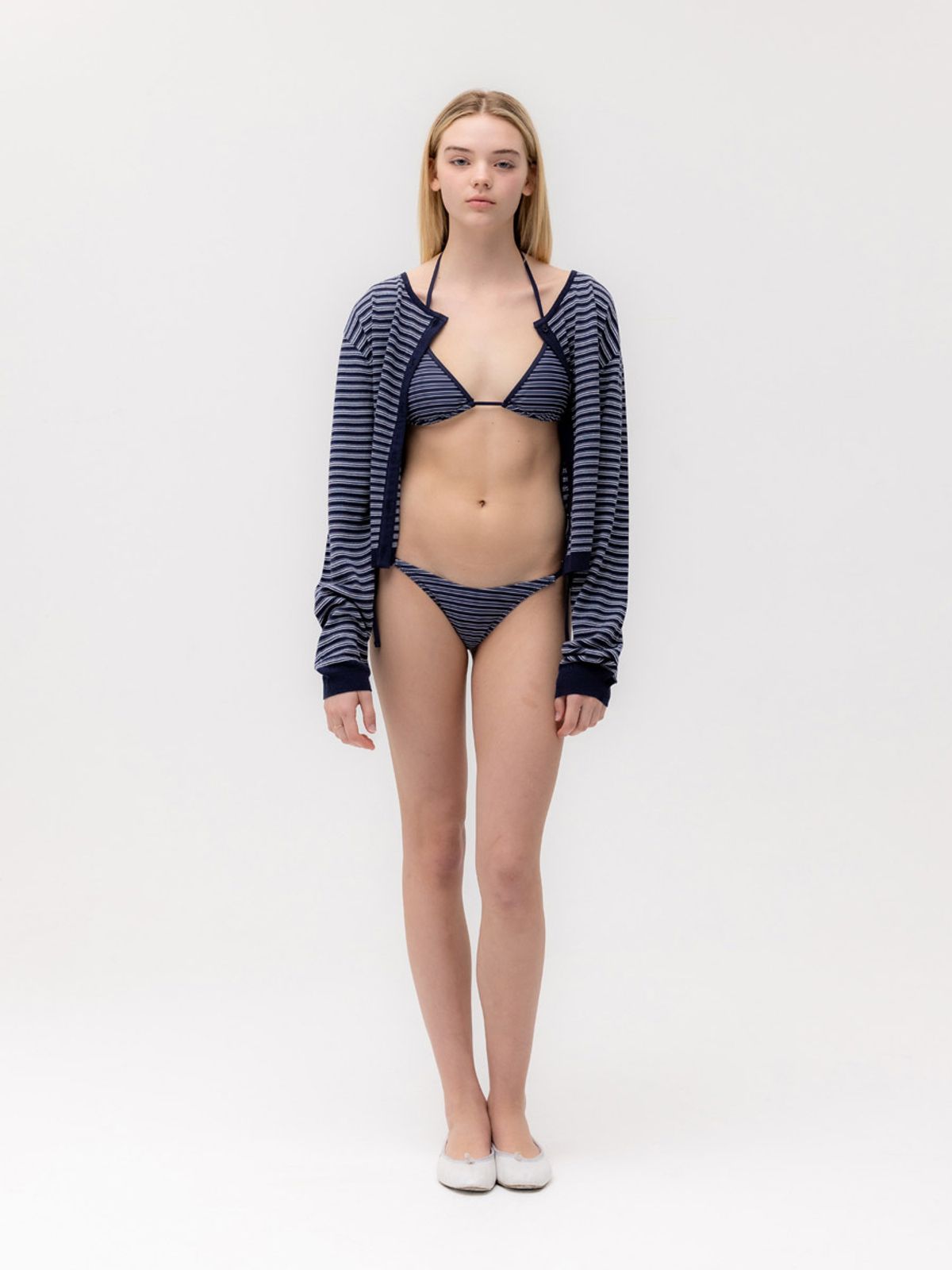 글로니(GLOWNY) G ENCORE STRIPE BIKINI BOTTOM (NAVY STRIPE)