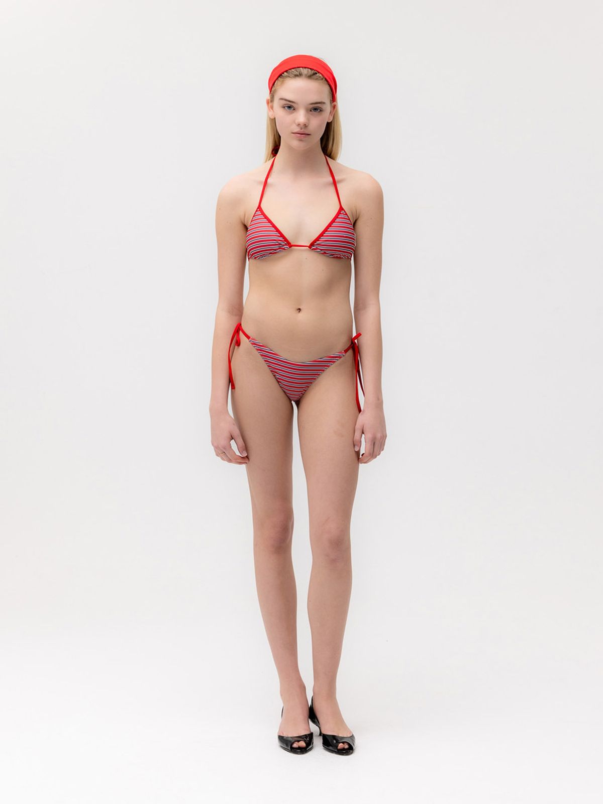 글로니(GLOWNY) G ENCORE STRIPE BIKINI BOTTOM (RED STRIPE)