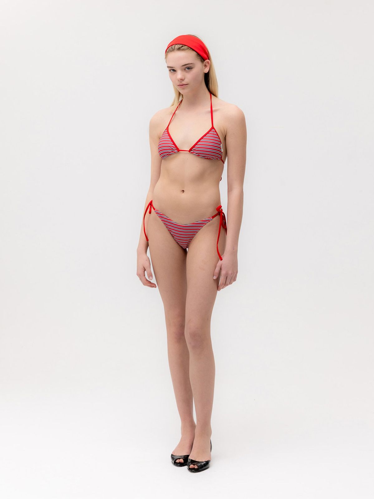 글로니(GLOWNY) G ENCORE STRIPE BIKINI BOTTOM (RED STRIPE)