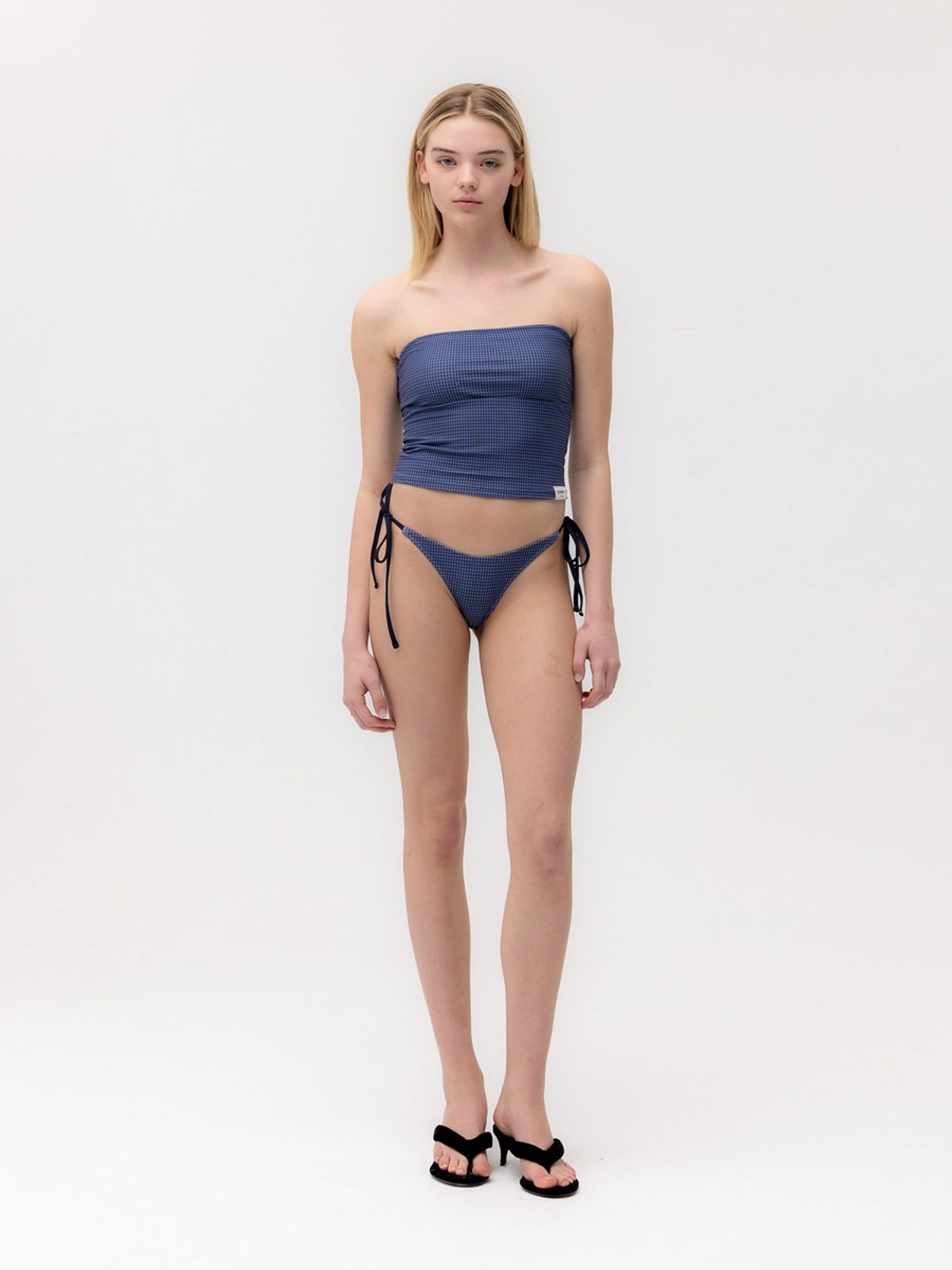글로니(GLOWNY) G GINGHAM BIKINI BOTTOM (BLUE)