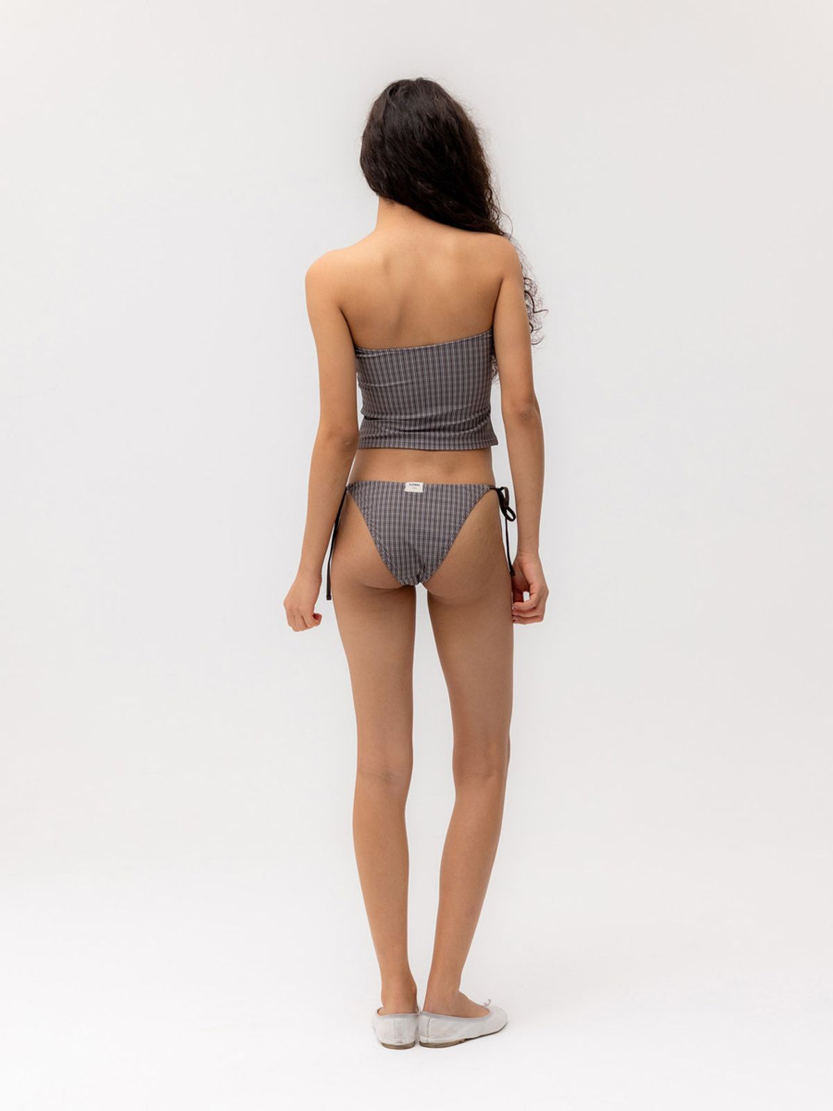 글로니(GLOWNY) G GINGHAM BIKINI BOTTOM (BROWN)