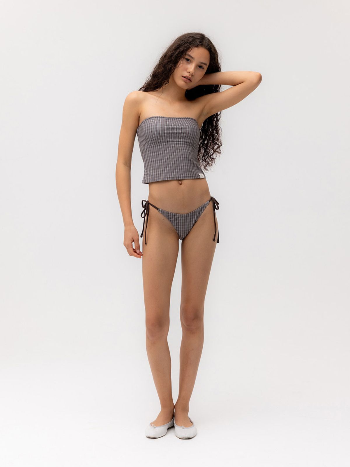 글로니(GLOWNY) G GINGHAM BANDEAU (BROWN)
