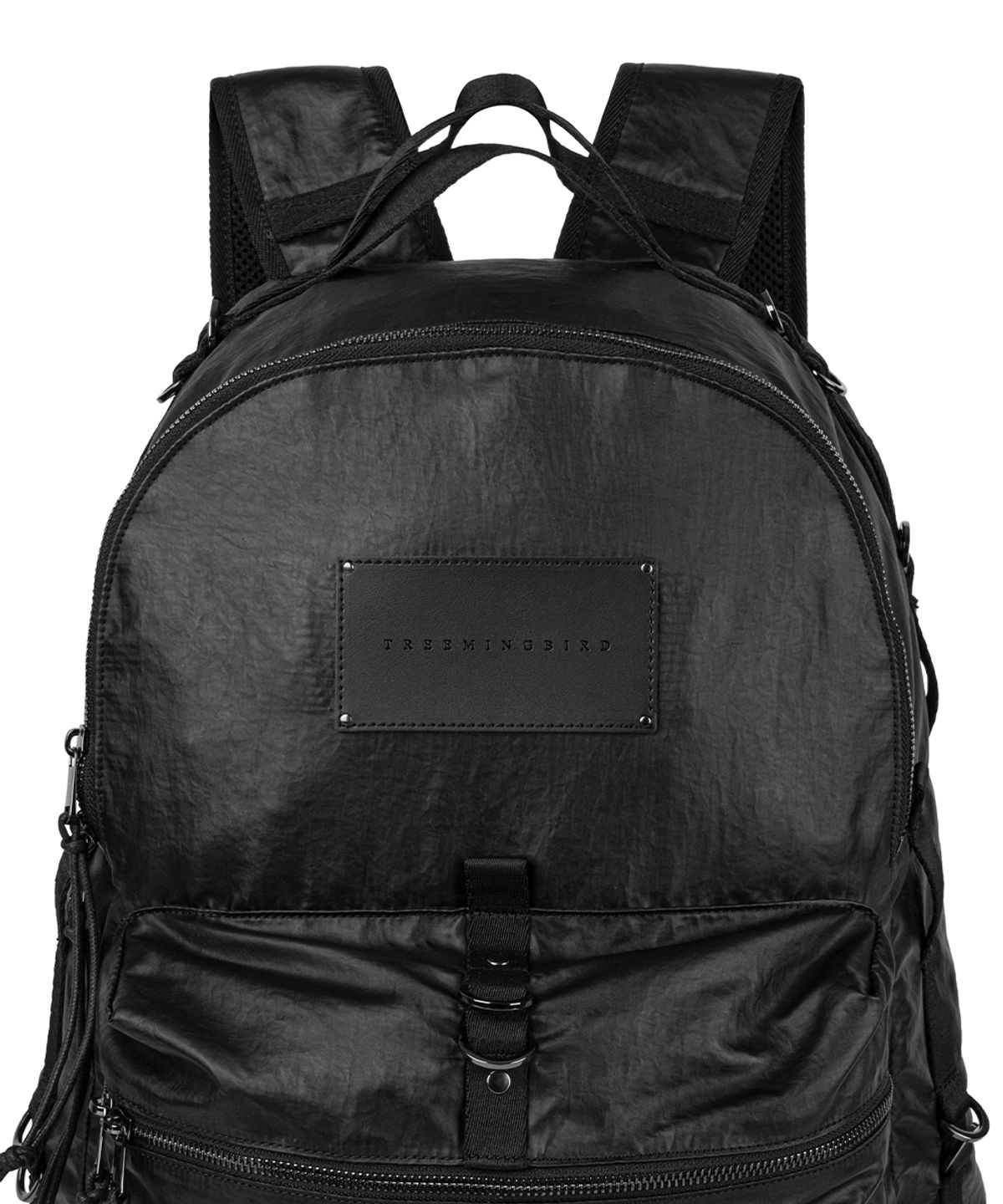 트리밍버드(TREEMINGBIRD) Leather Label Big Coated Backpack [ Black ]