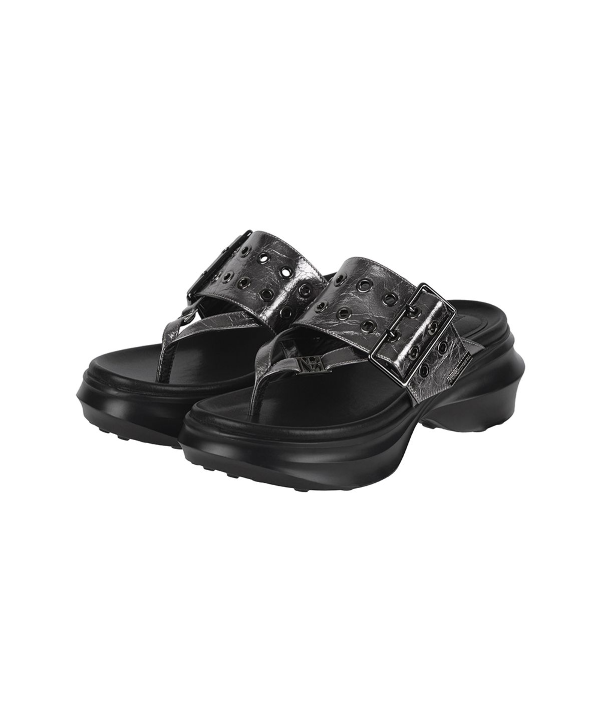 트리밍버드(TREEMINGBIRD) Eyelet Strap Flip Flops [ Silver ]