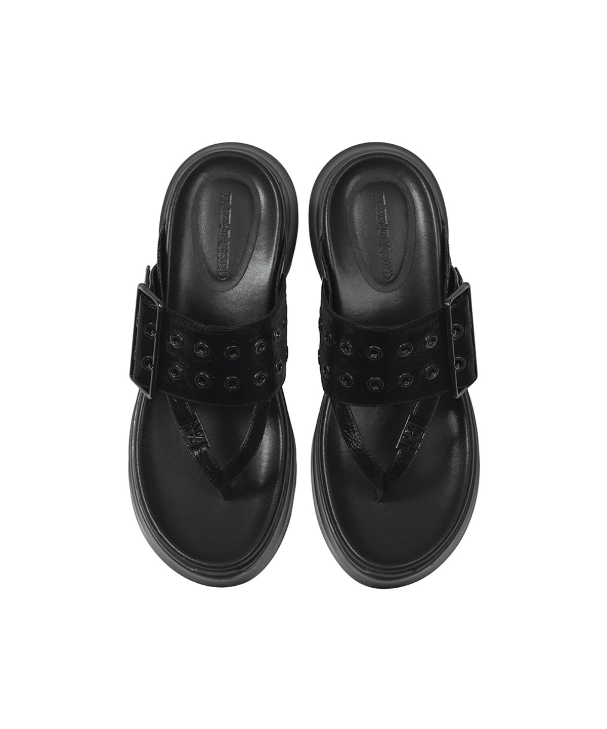 트리밍버드(TREEMINGBIRD) Eyelet Strap Flip Flops [ Black ]