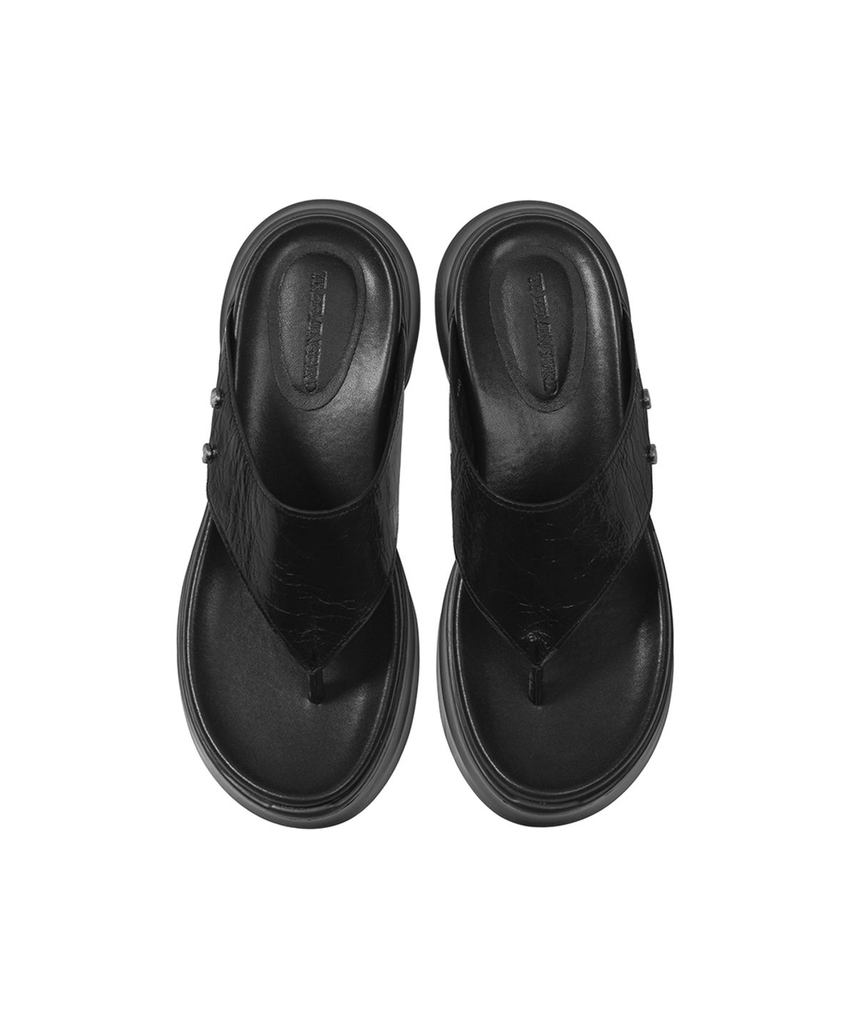 트리밍버드(TREEMINGBIRD) Flatform Minimal Flip Flops [ Black ]