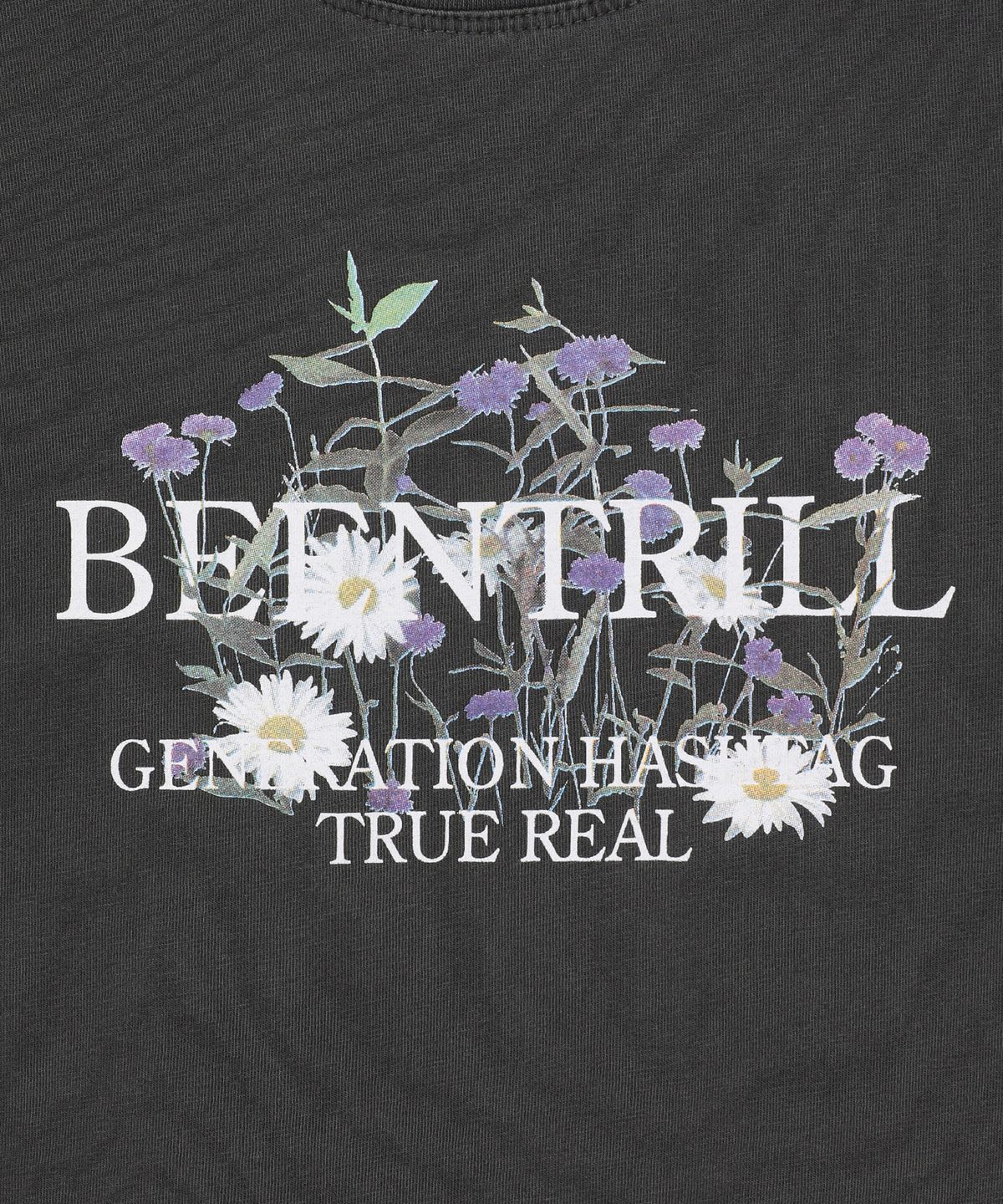 빈트릴(BEENTRILL) 우먼스 에센셜 플라워 로고 반팔티(차콜)