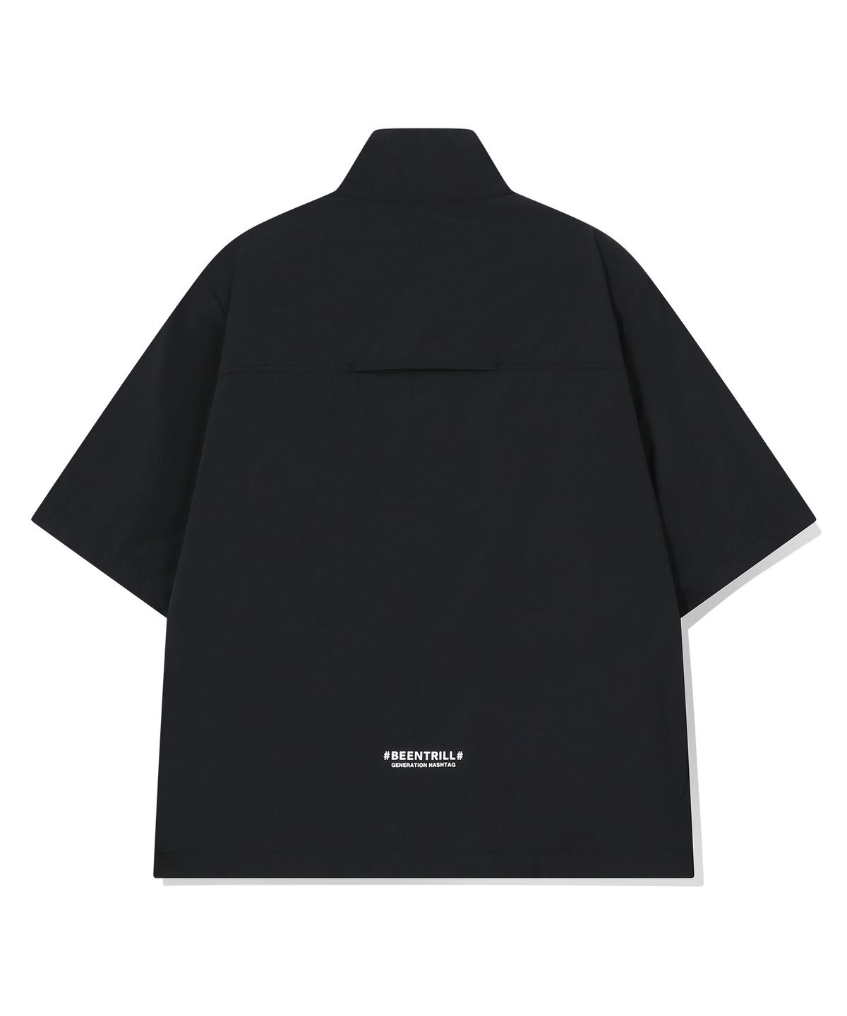 빈트릴(BEENTRILL) 우먼스 에센셜 베이직 우븐 하프집업 숏슬리브(블랙)