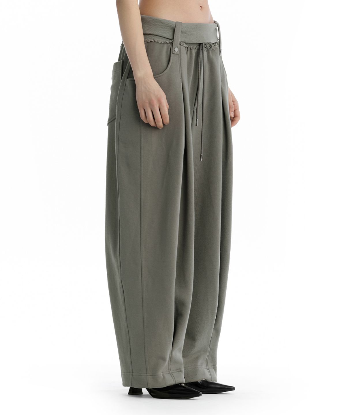 트리밍버드(TREEMINGBIRD) Double Waist Sweat Pants [ Khaki ]