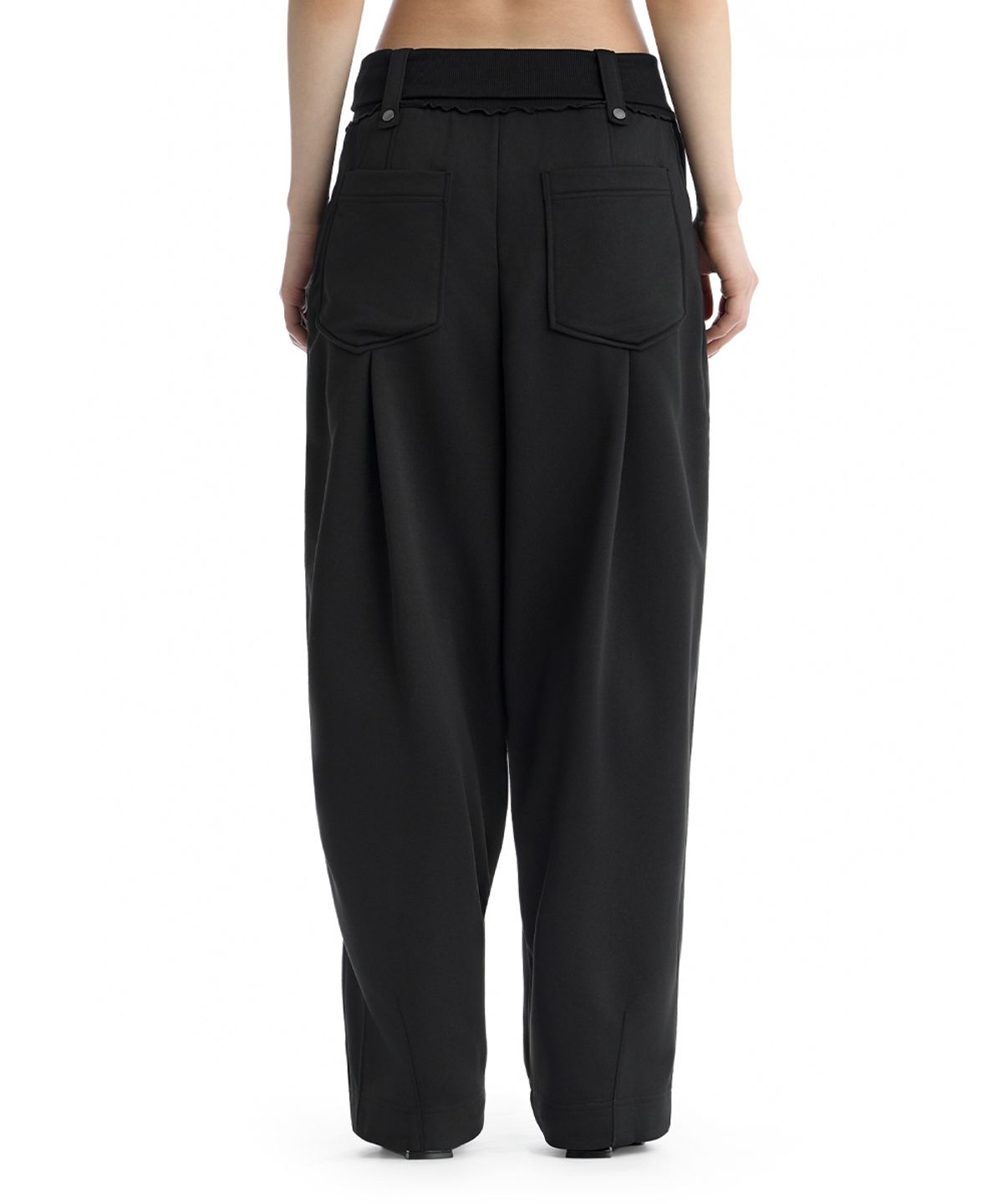 트리밍버드(TREEMINGBIRD) Double Waist Sweat Pants [ Black ]