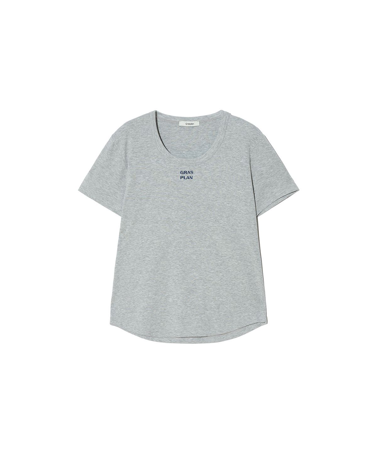 그라스플랜(GRASPLAN) Logo U-neck Half Sleeve T-shirt_Melange Gray