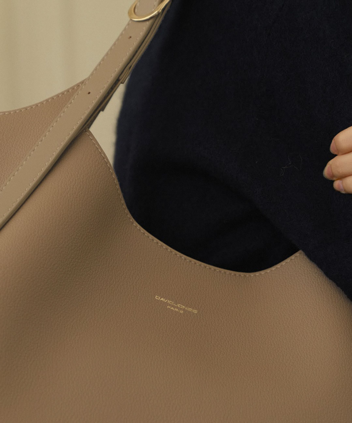 데이비드 존스(DAVID JONES) 바스티유 호보 숄더 빅 가죽 백_Warm taupe (CM8456)
