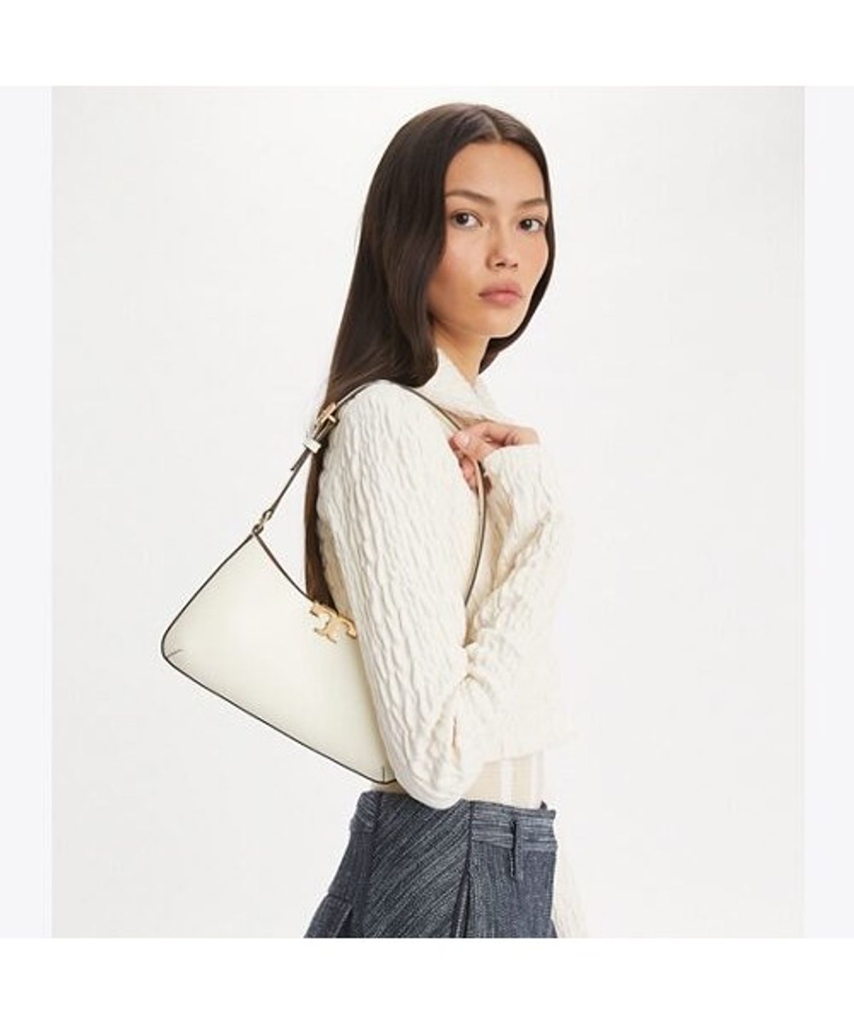 토리버치(TORYBURCH) 엘리노어 슬림 숄더백 - 웜 화이트